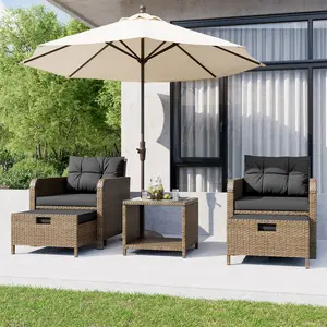 [2-Package Shipping] LHBCRAFT 5 Pieces patio set, Outdoor patio set, patio furniture set, conversation set, 2 person patio set, ourdoor wicker sofa set,Christmas gift