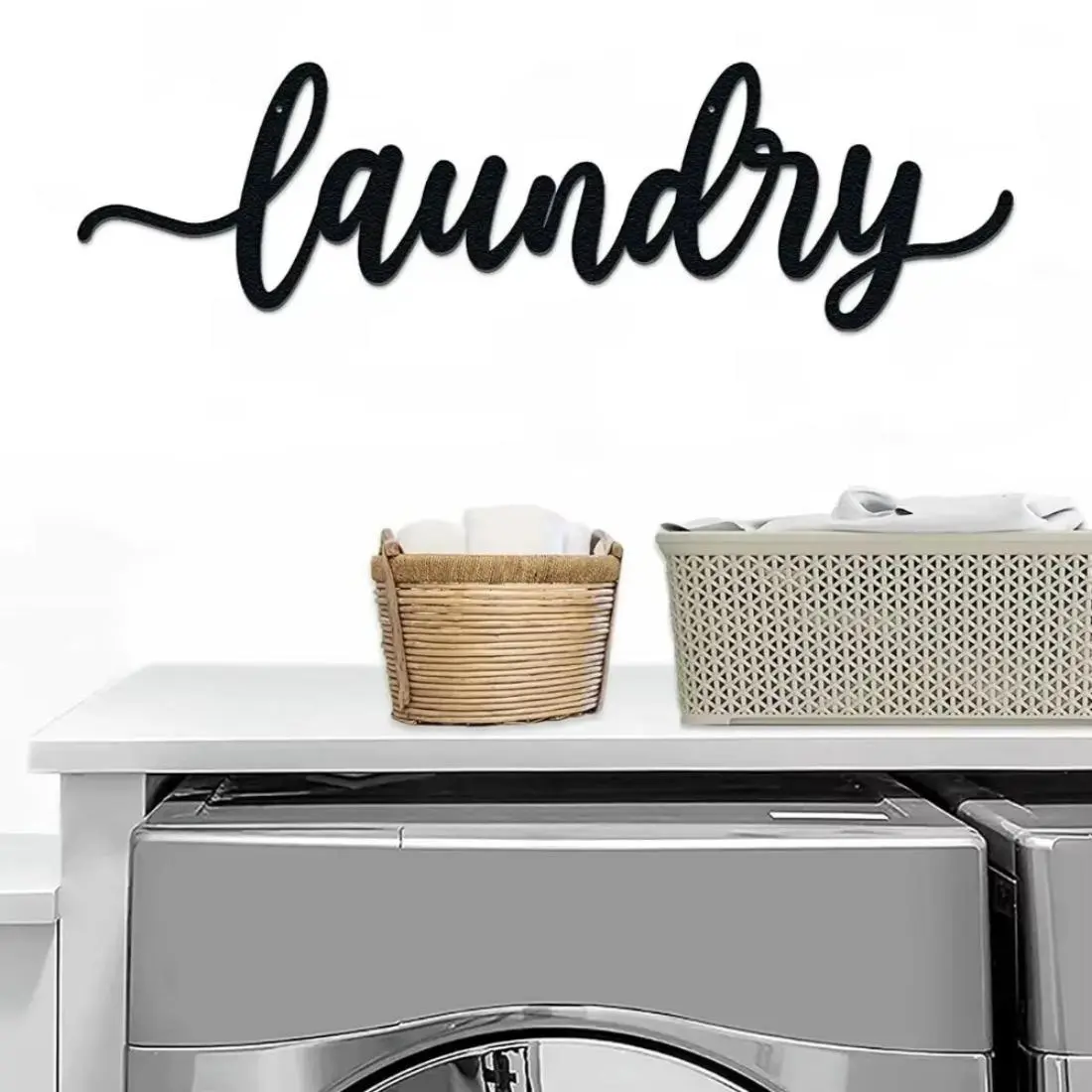 Letter Design Metallic Wall Signs, Modern Farmhouse Sign, Laundry Room Decoration, Metallic Wall Art for Home Garden Farmhouse Decoration, Decorative Wall Sign