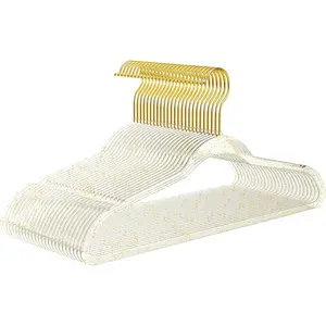 Clear Invisible  Hangers, Plastic Hangers with Bling  Glitter 20 Pack Ultra Slim & Space Saving Suit Hangers for Coats, Pants & Dress Clothes
