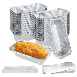 Disposable Loaf Pans With Lids, 50 Pack, 8 X 4.3" Bread Pans, Food Storage Containers, 2 Lb Aluminum Loaf Pans, Pastry Boxes, Perfect For Baking Storing And Street Treats Takeout