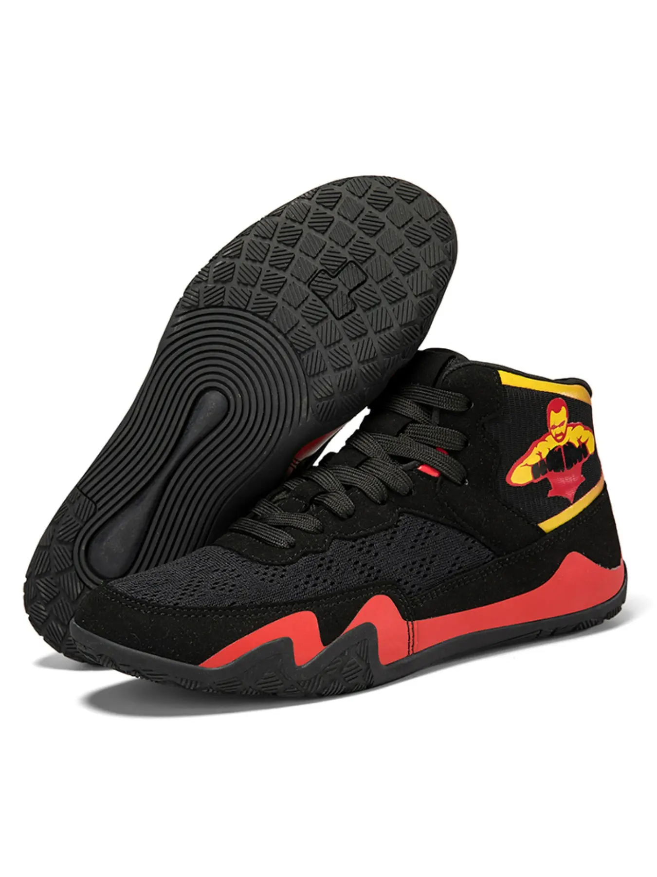 Men's Boxing Training Shoes, Non-slip Wear-resistant Boxing Shoes, Trendy Fashionable Patchwork Design Sports Shoes for Boxing & Wrestling Training Sporty Shoes, Training Footwear