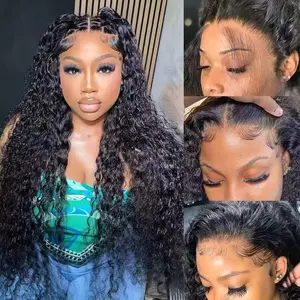 30 Inch Deep Wave Lace Front Wigs Human Hair 200 Density 13x6 HD Lace Frontal Wigs Human Hair Pre Plucked Deep Curly Glueless Wigs Human Hair for Women Natural Black