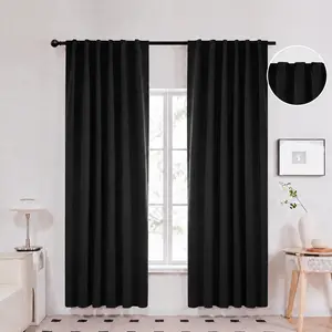 Deconovo Blackout Curtains (2 Panels, block 85%-95% of light, Single Layer with Back Tab and Rod Pocket) - Thermal Insulated, Soundproof Drapes for Living Room, Bedroom & Home Office