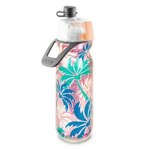 O2COOL MIST 'N SIP Misting Water Bottle 2-in-1 Mist And Sip Function - PINK PALM TREE