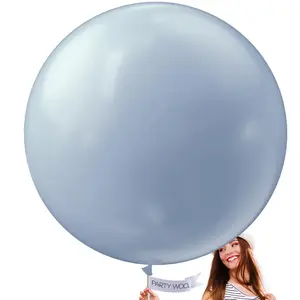 PartyWoo Dusty Blue Balloons 4pcs 36 Inch Slate Blue Boho Neutral Latex Helium Balloons for Baby Shower Wedding Graduation Anniversary Retirement Cat Tornado Birthday Party Decorations Blue-F51