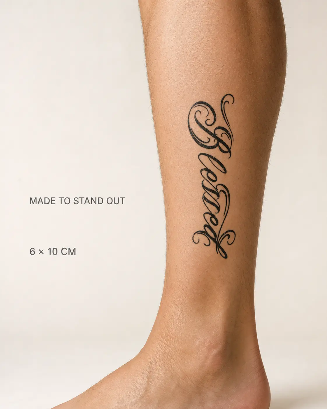 4PCS Self Made Temporary Tattoo Stickers, Black Script Lettering Body Art Transfers, 6 x 10 cm Calligraphy Tattoos for Arm, Shoulder, Wrist, Parties and Festivals