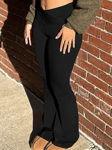 Women's Solid Color Skinny Pants, Casual Comfy High Stretch Scrunch Leggings for Daily Wear, Ladies Bottoms for Summer