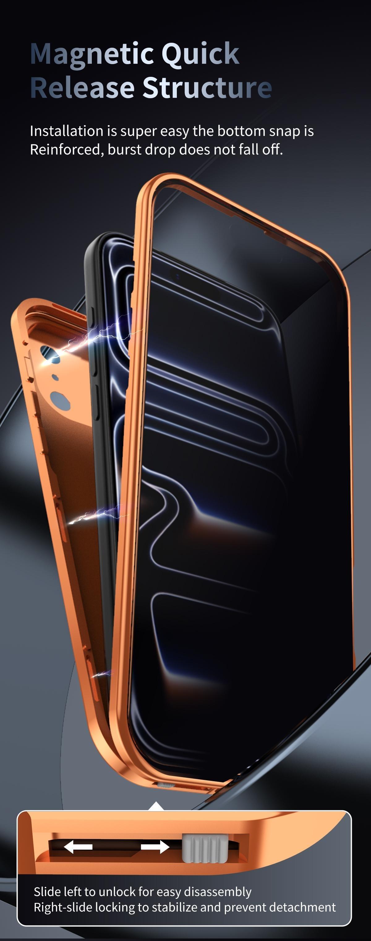 Platic Back [Not All Metal  PC Back] Metal Frame, ip 17 Pro Max CaseFull Coverage Privacy Screen Lens Protection Magnetic TPU Back International Warranty Phone Cases phone case 17 pro max