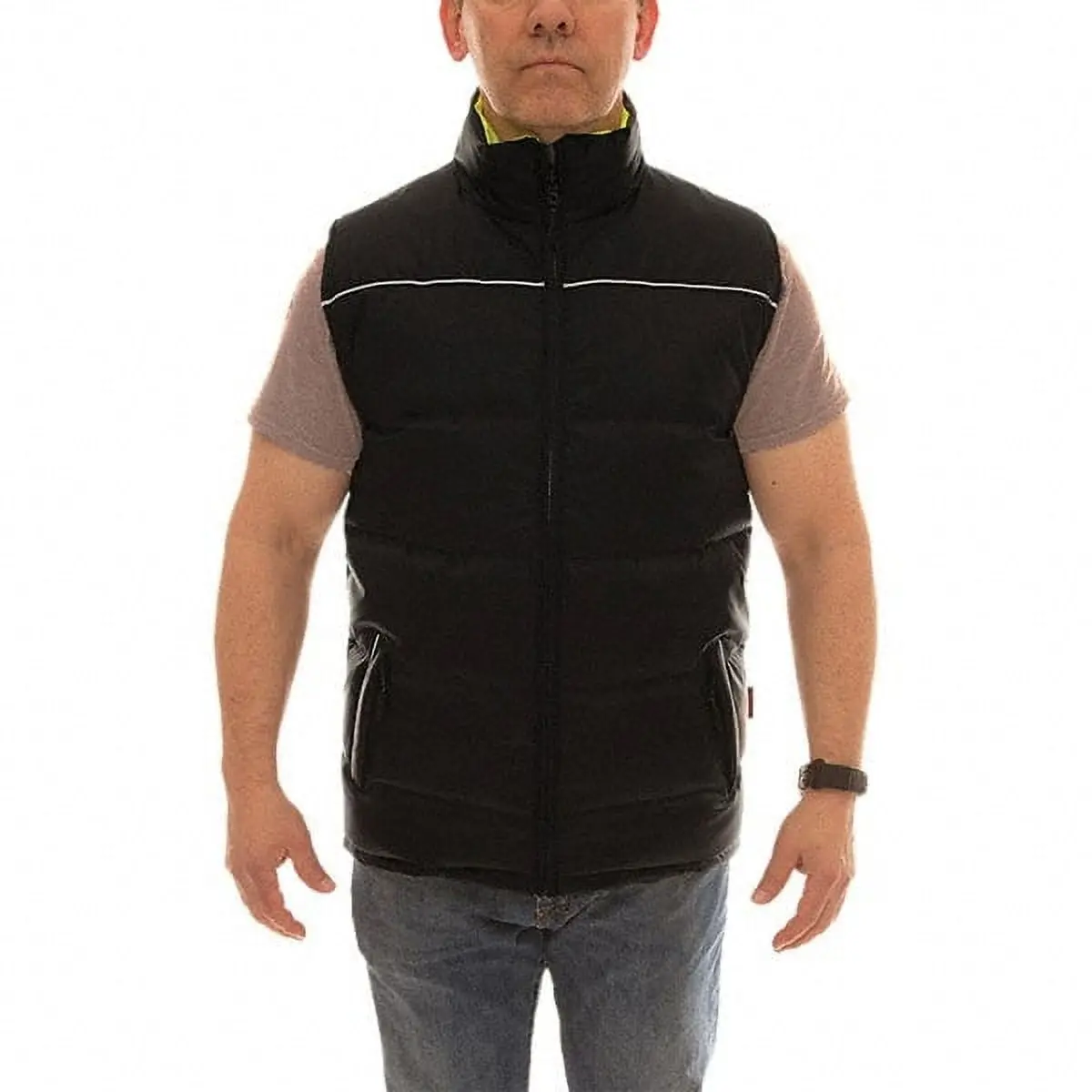 Men's Reversible Insulated Work Vest, ANSI Class 2 High-Vis Safety Gilet with Reflective Tape and Zipper Closure, Insulated Waistcoats & Gilets, Extra Large, Fiberfill Insulation Waistcoats & Gilets