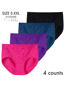 Women's Seamless Comfortable Everyday Mid-Waist Knit Underwear, 16-Pack Slim-Fit Casual Lady Knickers, All-Season Moderate Fabric Panties, Seamless Panty, Fitted Knicker