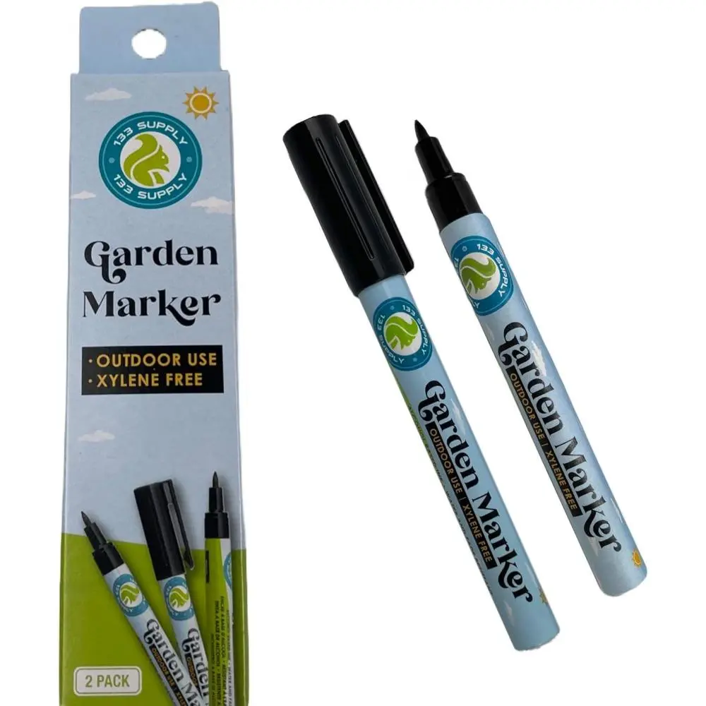 2 Pack Permanent Black Garden Marker Pen (0.8mm)-UV Fade Resistant, Waterproof Outdoor Marker For Plant Markers, Garden Markers, Garden Plant Labels