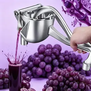This heavy-duty aluminum manual press juicer features an ergonomic grip for effortless extraction of pomegranate, citrus and other fruits. It is durable, compact, and incredibly easy to use and clean.