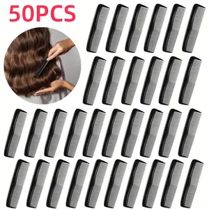 50 Pieces Men's Pocket Comb 5 Inch Wide Fine Teeth Plastic Professional Hairdressing Comb Women's Small Anti-Static Comb Beard Grooming Accessories