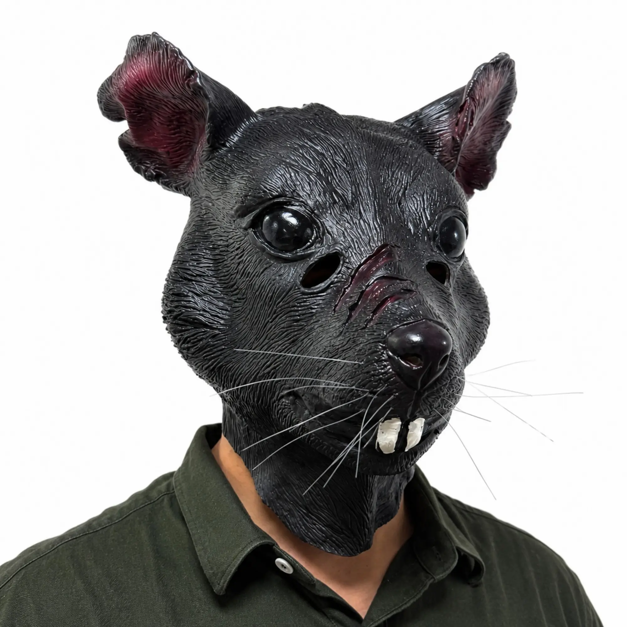 Realistic Rat Latex Mask with Whiskers, Creepy Mouse Head Cover, Animal Head Mask, Funny Sewer Rat Prank Prop, Party Props for Halloween & Cosplay Costume, Party Face Masks, Mask Design
