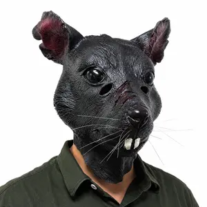Realistic Rat Latex Mask with Whiskers, Creepy Mouse Head Cover, Animal Head Mask, Funny Sewer Rat Prank Prop for Halloween & Cosplay Costume, Party Face Masks