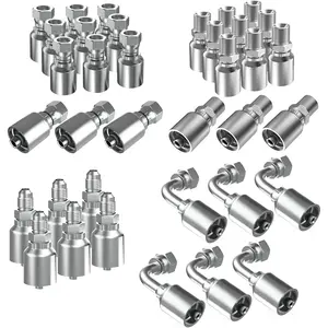 36PCS Hydraulic Hose Fittings 1/4" NPTF Male & JIC 37° Female & Male & Female 90° Elbow, Hydraulic Hose Crimp Fitting Ends for Air Hose Repair Kit