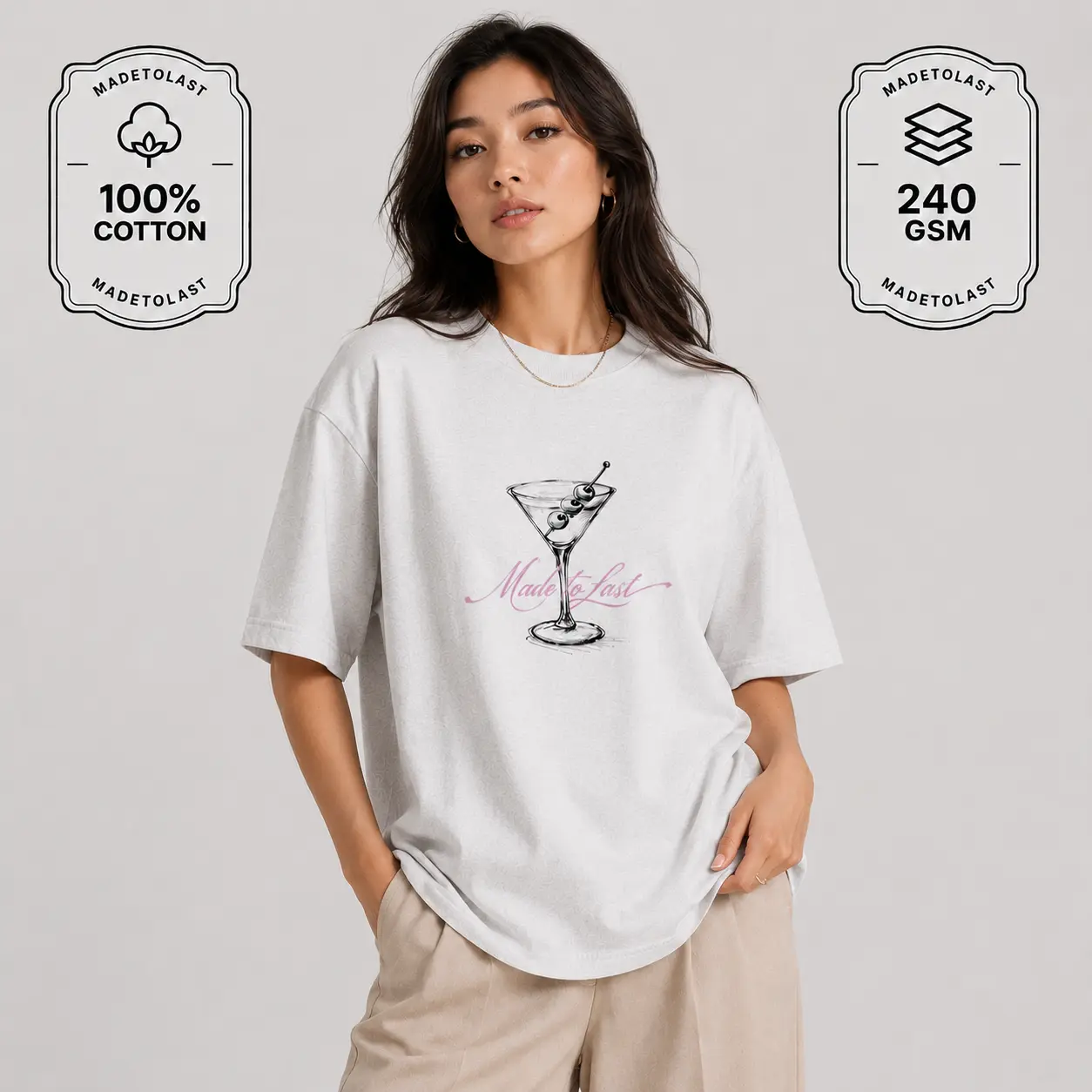 Martini Tee │ MADETOLAST Oversized Everyday Cotton T-Shirt (Recommend Sizing Down)