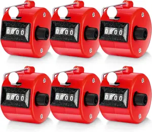 6 Pack Hand Tally Counter 4 Digit Mechanical Palm Clicker Plastic Hand Held Counter Clicker with Metal Finger Ring for School Golf  Events Office Stadium