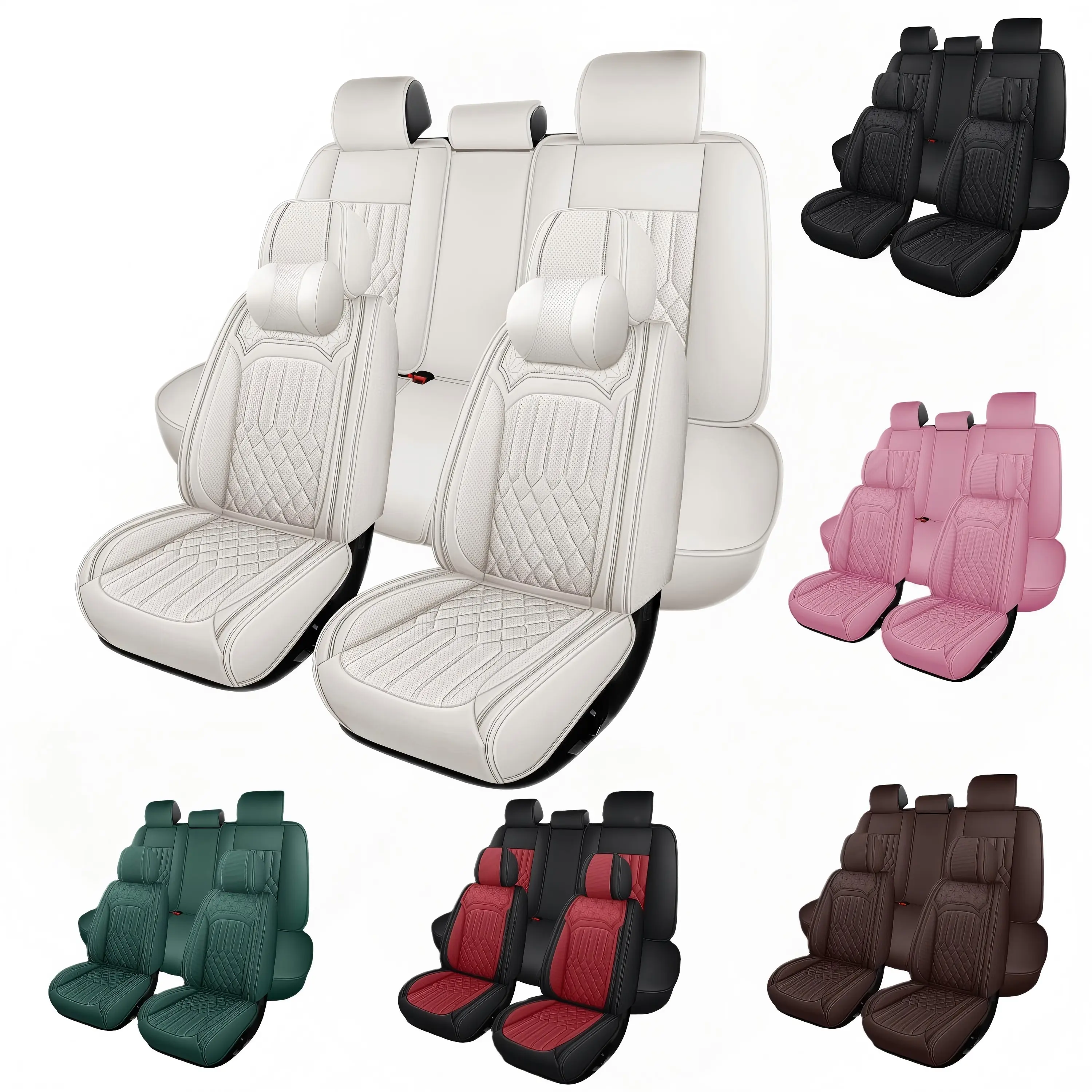 Car Seat Covers for Lexus ES 350/ ES 330/IS 250/IS 300/IS 350/LS 430/LS 460/ NX 200t/250 / NX 300/300h / NX 350/350h / RX 350/ RX 350h, Stylish Breathable Napa Leather Car Seat Cover for Full Set 5-Seats, Waterproof Anti-Slip Comfort Vehicle Seat Cover