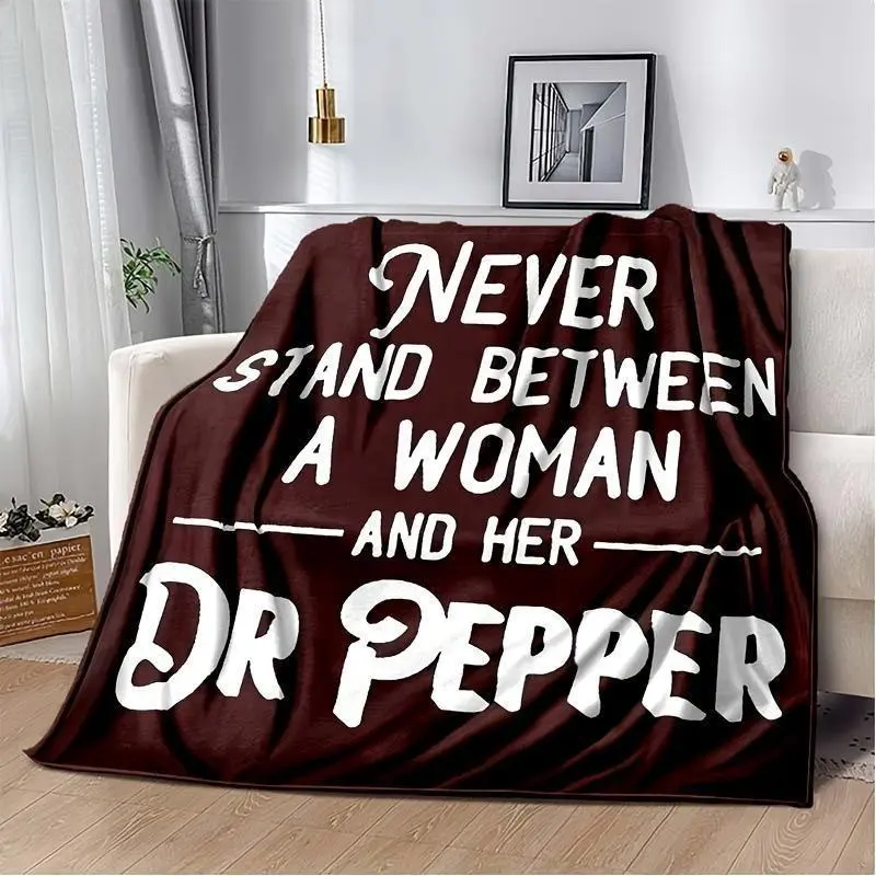 Dr. Pepper Loyalty Graphic Throw Blanket  | "Never Stand Between Us" Sassy Woman's Tribute | Soda Obsessive's Battle Flag soft comfy blanket 280gsm Slogan Print Blanket