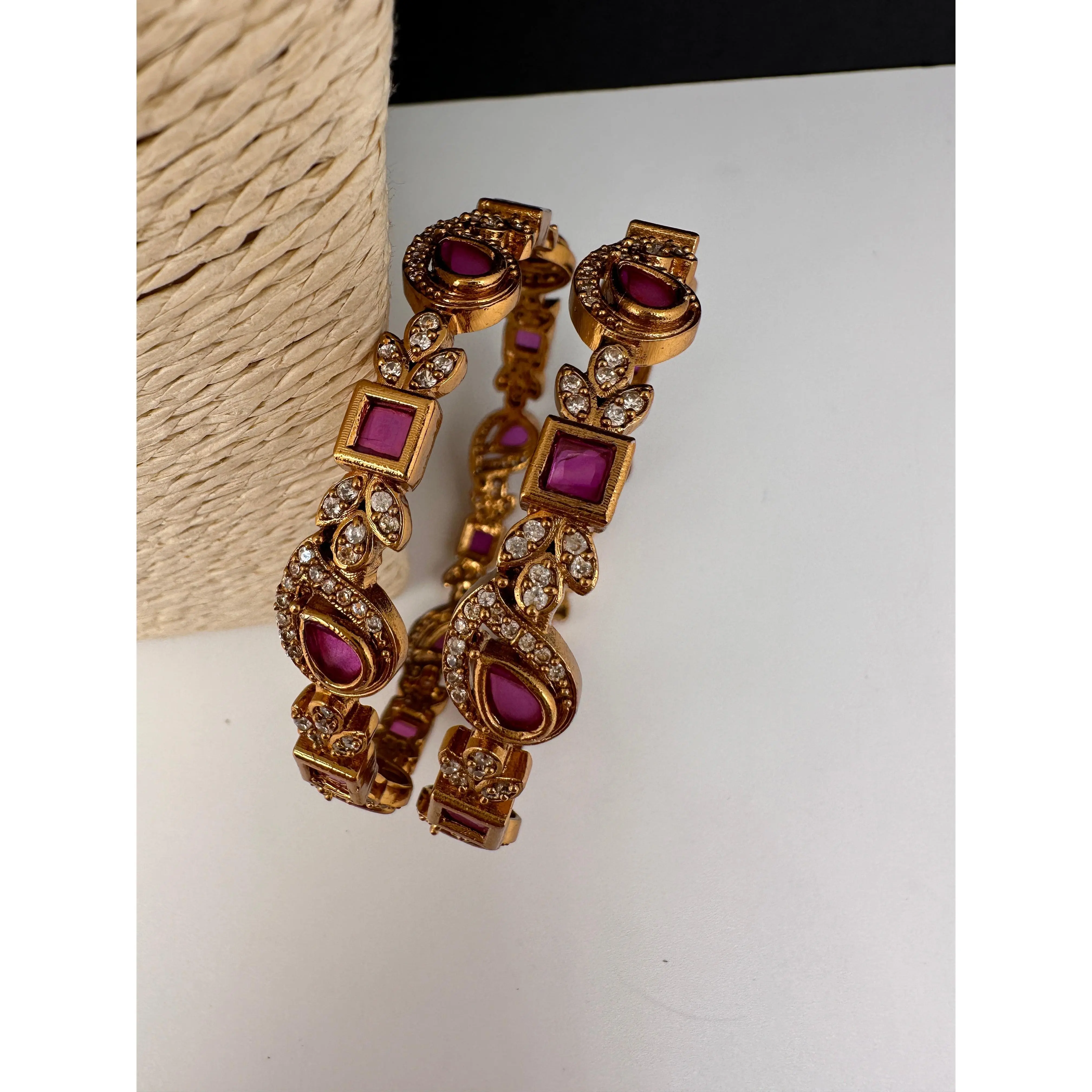Matte CZ Red Mango Bangles