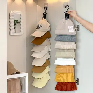 1pc Hat Storage, with 8 Clips, Can Hold 8 Baseball Caps, Gray and Black, Used for Home and Closet Hat Storage, Suitable for Home Scenes, Wardrobe Hat Hanging Artifact, Hat Hooks Storage