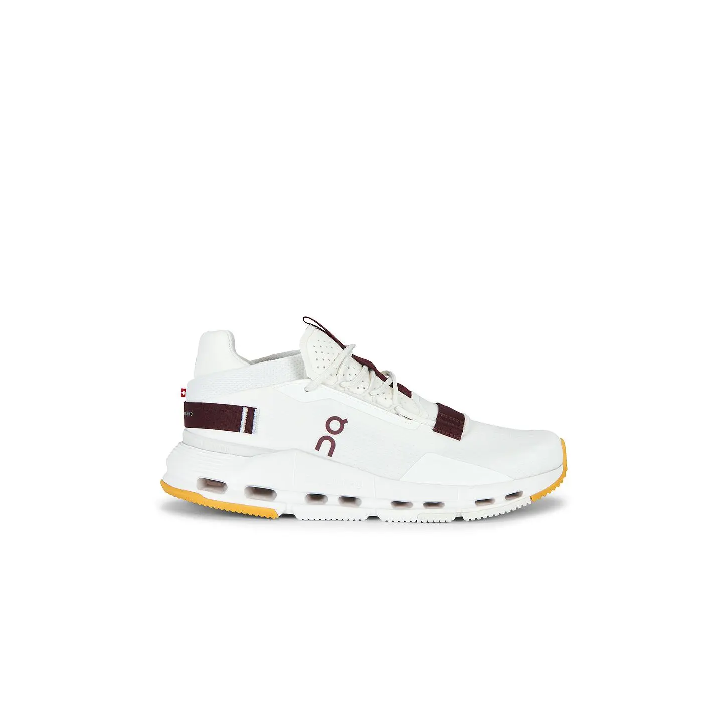 Men's On Cloudnova 2 Athletic Casual Trainers - Ivory & Maroon, Breathable Mesh Shoes, Cushioned Trainer Shoes, Comfortable Footwear