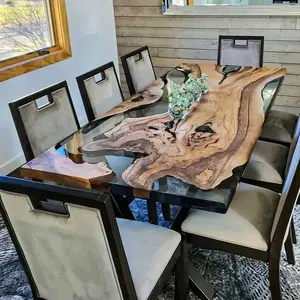 [BST014] Black Walnut Wood Epoxy Table custom epoxy river slab table, Executive Desk, Custom Large Epoxy River Table, Solid Wood Slabs Table, Large Computer Office Desk Workstation, Business Furniture for Home Office