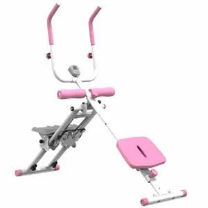 2-in-1 Under Desk Elliptical & AbGlider Machine - Pink Foldable At Home GymEquipment, Low-Impact Home Stair Stepperwith LCD Display for Cardio Workout Station