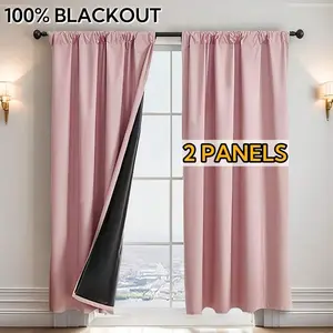 2pcs Blackout Curtains for Small Windows, Rod Pocket Drapes for Bedroom Balcony Living Room, French Luxury Style Fabric Window Covering, Easy Install Curtain