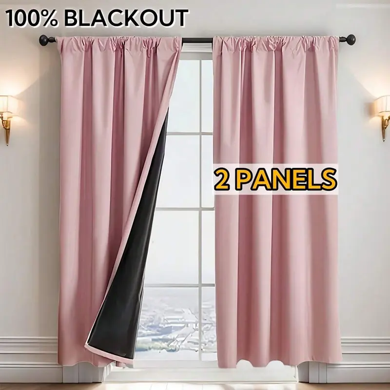 2pcs Blackout Curtains for Small Windows, Rod Pocket Drapes for Bedroom Balcony Living Room, French Luxury Style Fabric Window Covering, Easy Install Curtain, Home Decorative Curtain, Home Decoration Curtain