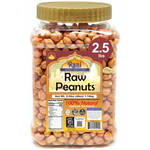 Rani Peanuts, Raw Whole With Skin (uncooked, unsalted) 40oz (2.5lbs) 1.14kg Bulk PET Jar ~ All Natural | Vegan | Gluten Friendly | Fresh Product of USA ~ Spanish Grade Groundnut / Red-skin