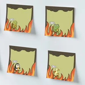 4pcs Funny "This is Fine" Sticky Notes, 3x3 Inch, 50 Sheets, Adhesive Office Note Pads and Funny Sticky Notes for School, Office and Home Supplies, Students and Teachers Gift, Waterproof Meme Sticker