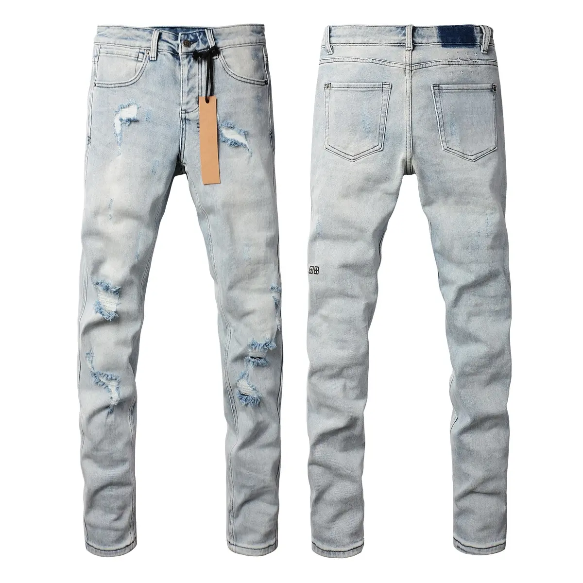 Jeans brand Jeans Men's Jeans Casual Comfort Holes Fashionable Straight Skinny Slim Fit Jeans, Ripped Stretch Jeans Denim Pants, Campus style,holiday style jeans P9122