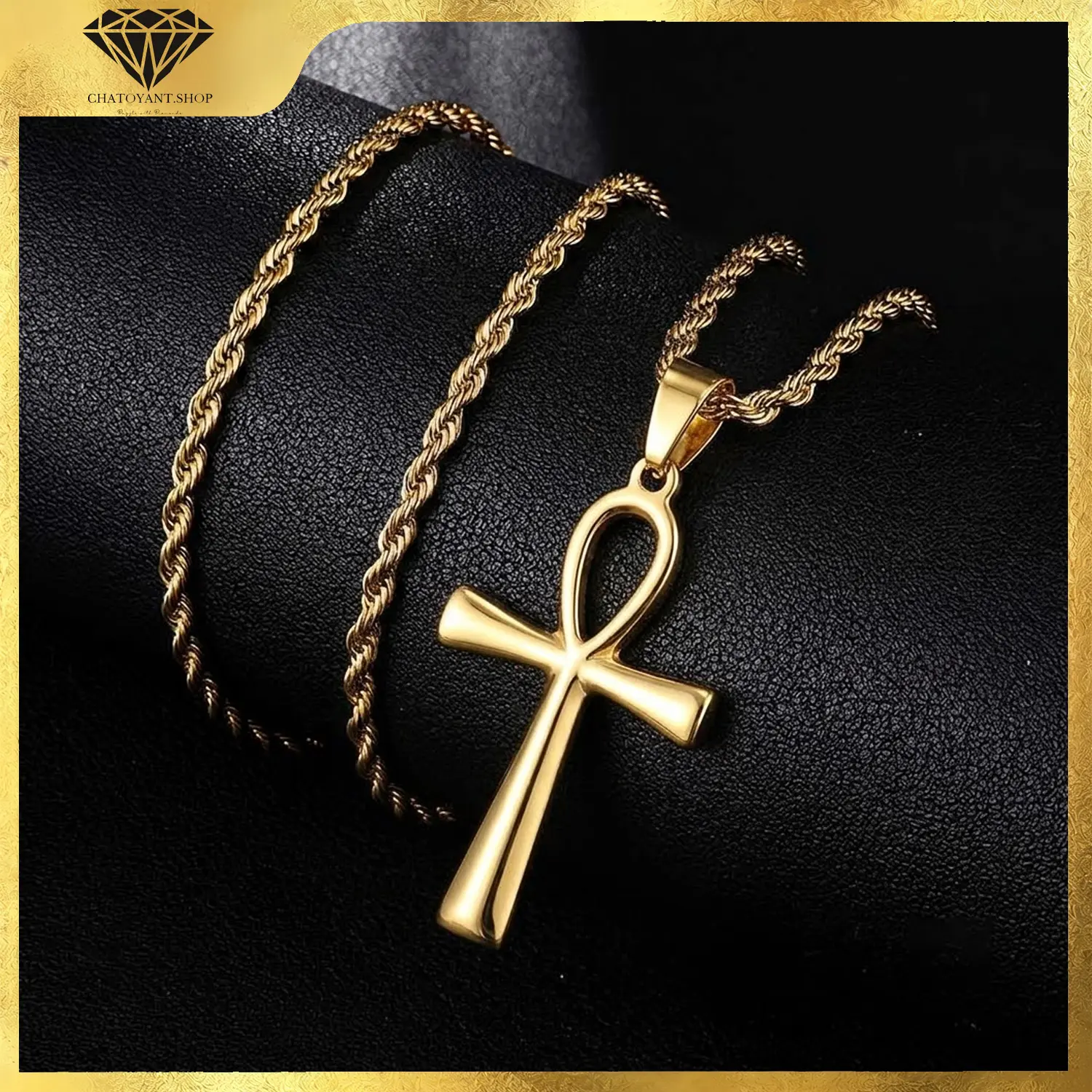 Ankh Necklace Coptic Ankh Cross Pendant Necklace Egyptian Jewelry Religious Ankh Necklace Christmas Gift for Women Men(Silver/Gold Plated)