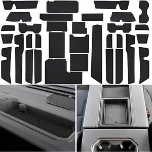 Center Console Liner for Toyota Tundra Accessories 2022 2023 2024 2025 2026 Cup Holder Mat, Door Slot Pad, Coaster Trim, Non-Slip Dust Interior, Custom Rubber Decoration Insert (34pcs, Black)