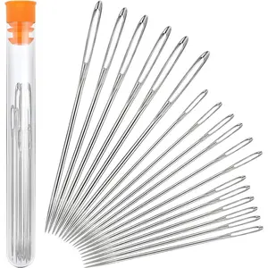 18 Pieces Pointed Large-Eye Steel Yarn Knitting Sewing Darning Needles