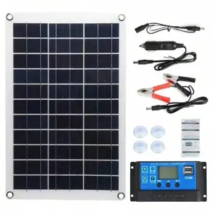 Outdoor Flexible Solar Panel Kit, 60A-10A Controller Module Solar Photovoltaic Panel Battery Charger Kit For Car RV Boat Roof Box Camping
