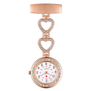 OIDEA Personalized Nurse Watch Full Rhinestone Diamond Case Heart-Shaped Band Arabic Numeral Dial, Custom Name Gold Tone 1ATM