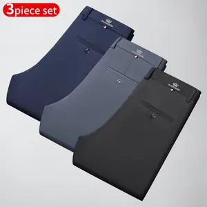 Spring promotion for men’s loose straight-leg dress pants—wrinkle-resistant, comfortable business trousers suitable for formal and casual occasions; stylish casual pants