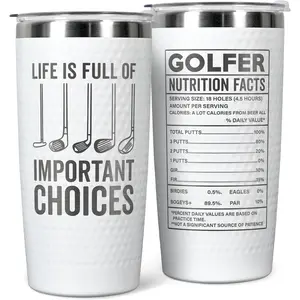 Golf Tumbler 20oz Insulated Cup with Flask Lid - Ideal for Beach Coffee, Golf Drinkware Mug Bottles Bottled rocket golf balls perfect Portable
