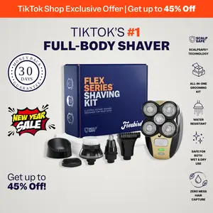Freebird FlexSeries Electric Head & Body Shaver/Razor For Men – Smooth, Cordless, Waterproof, Skin-Safe Rotary Razor with Nose Hair Trimmer, Brush & Massager for Bald Men