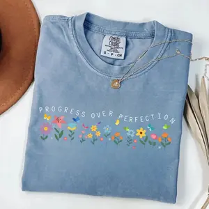 Comfort Colors Progress Over Perfection Shirt, Teacher TShirt, Back to School Shirt, Gift for Teacher, Teacher Appreciation, Inspirational Teacher for Gift - TrendWear USA