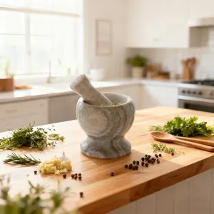 Natural Dali Stone Mortar for Home Use, Grinding Various Spices and Garlic Paste, Traditional Kitchen Tool, Eco-Friendly Design