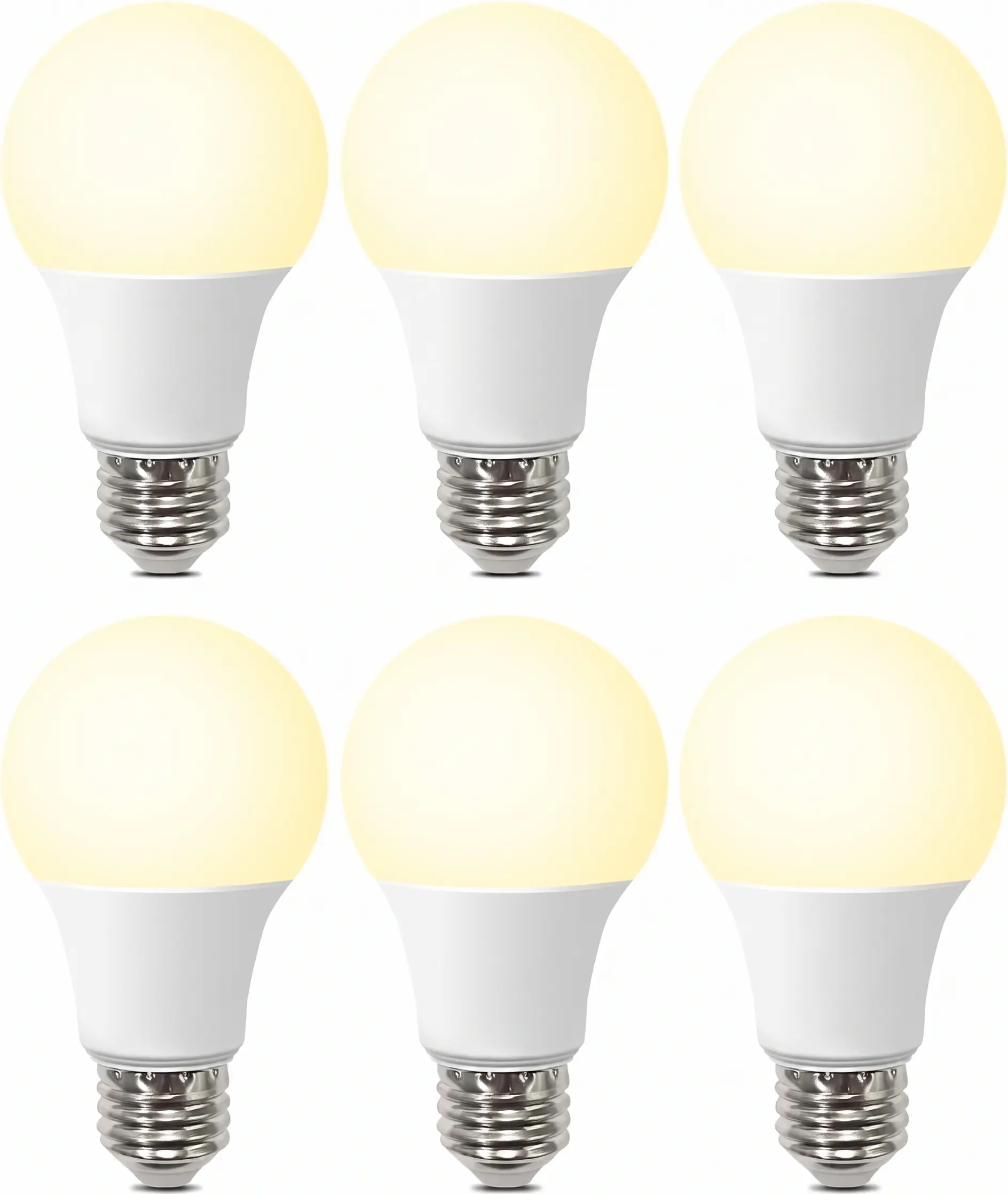 LED Light Bulbs 60W Equivalent, A19 Light Bulb Soft White 2700K 800LM 8 Watt, Non-Dimmable Standard Light Bulbs E26 Medium Base, 6 Pack