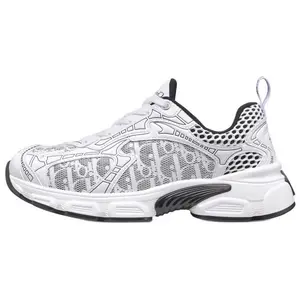 Dior Vibe Monogram Round-Toe Lace-Up Casual Sneakers for Women in White Trending Shoes, House White Official Shoes to Get / Maison Mihara Verifiable, with credentials and supporting global authentication