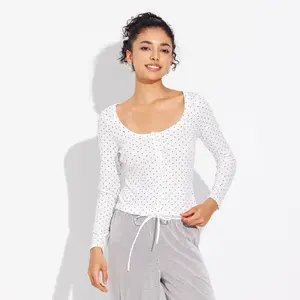 Women's Pointelle Scoop Neck Cardigan Sweater - Wild Fable White Polka Dots S