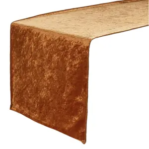 14 x 108 Inch Crushed Velvet Table Runner Terracotta