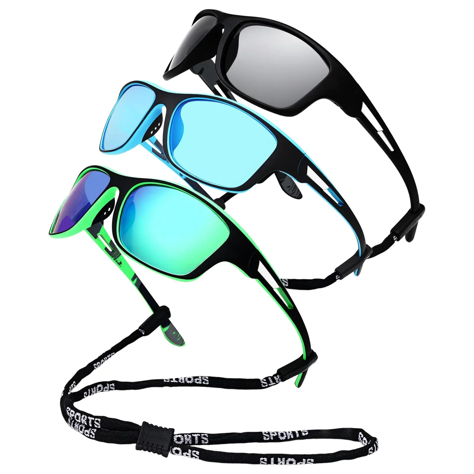 OIDEA Kids UV400 Polycarbonate Gradient Sunglasses - 1 Pair Children's Unisex Lightweight Sports Frame Eyewear, 100% Blocks UVA and UVB, Adjustable Anti-Loss PC Plastic Secure Strap for Outdoor Use