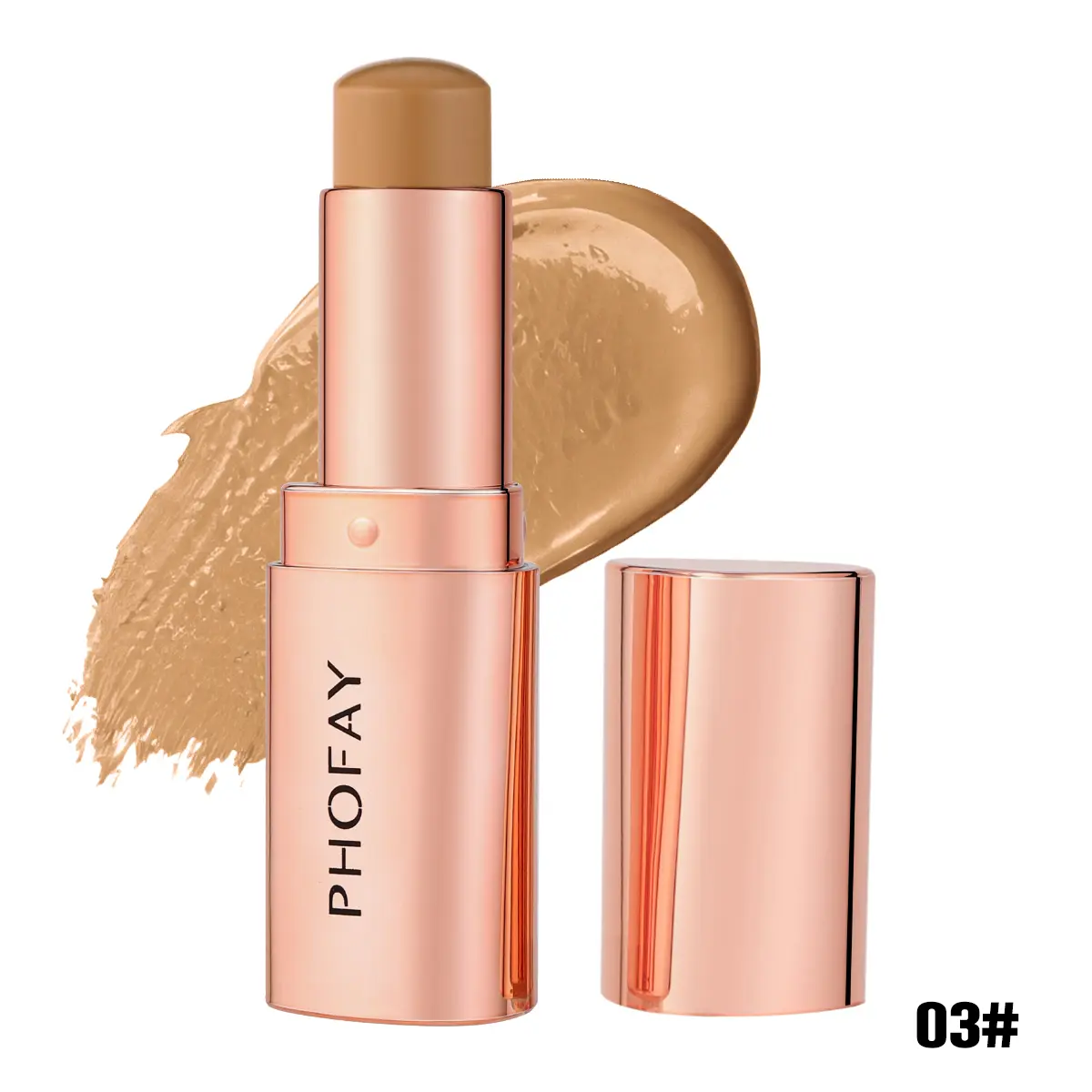 PHOFAY Cream Contour Stick - Matte Cosmetic Bronzer Stick for Sculpting & Defining, Smooth Professional Makeup Wand, Lightweight Blendable Creamy Formula, 6 Shades for All Skin Tones, Single Item, All Skin Types, Adults, Face Contouring, 4G